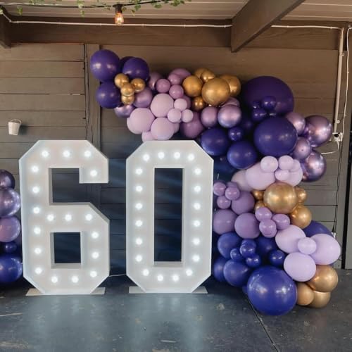 Image of 151Pcs Purple and Gold Balloons Garland Arch Kit - 18 12 10 5 inch Different Size Lavender Lilac Metallic Purple Gold Balloons for Birthday Anniversary Bridal Baby Shower Party Decorations