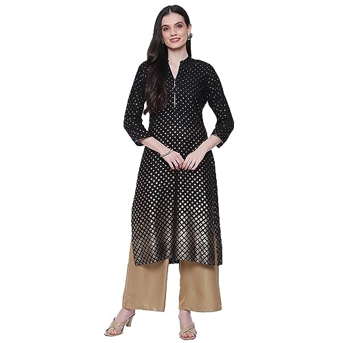 Image of Rangriti Maroon Liva Straight Printed Kurta for Women