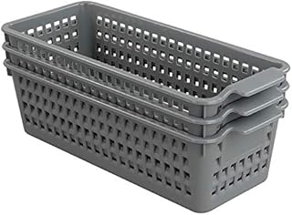 Yarebest 3-pack Small Plastic Handy Basket for Storage (Grey)