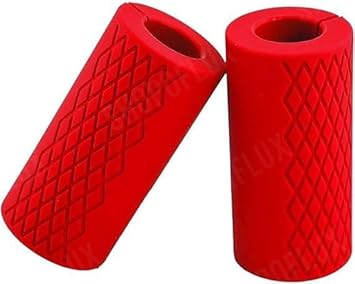 Shopoflux® Gym Dumbbell and Barbell Grips | Fat Bar Grip fit Standard Barbell, Dumbell Handles, Bicep, Pull Up Bar, Rope Grips for Weight Lifting Fitness Training (Pack of 2) (Red) - image, photos