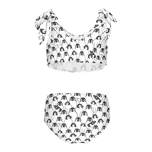 Image of Raccoon and Paw Print Pattern Girls Bikini Sets 2 Piece Swimsuits Bathing Suit Swimwear
