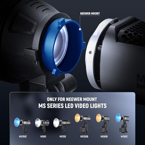 Image of NEEWER Spotlight Snoot Only for NEEWER MS60B, MS60C, MS150B, MS150C LED Video Light, Conical Snoot with 20 Projection Lens, Adjustable Focus, 16 Gobos, 5 Color Gels, Bag, LS-48