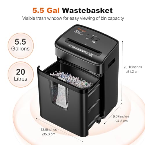 Image of Bonsaii P-4 12-Sheet Micro-Cut Heavy Duty Paper Shredder for Home Office | 30 Mins, 5.5 Gal Pullout Bin, Jam-Proof System, Supports CDs & Staple Shredding, 360 Wheels C282-B