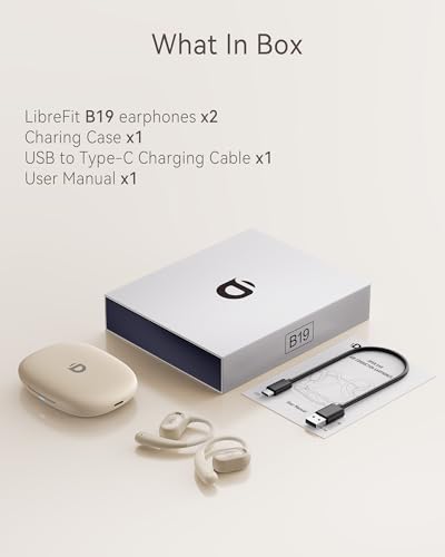 Image of Open Ear Earbuds, True Wireless Open Ear Headphones with Earhooks, Air Conduction earphones, Touch Control, Dual Noise-Cancelling Mics, Up to 30 Hours Power with Case, IPX5, Workouts, Yoga, Running