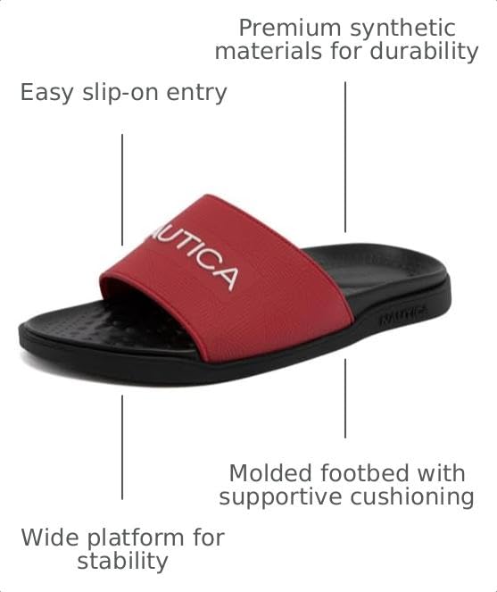 Image of Nautica Men's Athletic Cushioned Casual Slip On Shower Pool Beach Slide Sandals