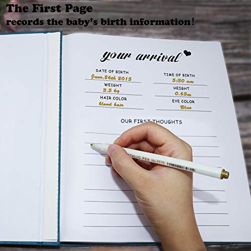 Vienrose Baby Photo Album Self Adhesive Memory Book 4X6 Magnetic Scrapbook Kit With Clean-Touch Ink Pad Handprint Footprint And A Metallic Pen For Boy/Girl 2 Windows 40 Pages #TOP5