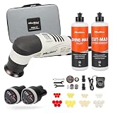 Maxshine 3 Pieces Professional Mini Cordless Polisher with Cutting & Polish Compound Kit (M0312 V2) - Lightweight (1.93 lbs), 6-Speed, DA/Rotary Polisher - Portable Auto Detailing Tool
