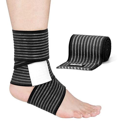 ONTYZZ Vendaje de Codo Soporte 1 Pieza Alta Elasticidad Vendaje de Muñeca Soporte de Mano Piezaa Deporte Gimnasio Corriente Sentarse en Cuclillas Entrenamiento Tobillera Vendaje de Tobillo Negro/90cm