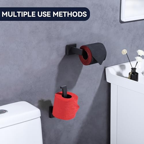 Image of LANC Black Toilet Paper Holder, Bathroom Toilet Paper Roll Holder Wall Mounted for Bathroom Kitchen, Modern Matte Black TP Holder Dispenser Hangers Square Stainless Steel, A8807MB
