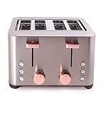 BergHOFF Ouro Gold Stainless Steel 4-Slice Toaster 1500W 6 Shade Settings Auto Shut-off Extra Wide Slots Slide-out Crumb Tray