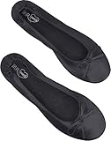 MR.SWEETIE Womens Wedding Gift Foldable Portable Flexable Outsole Roll up Ballet Flat Shoes (Medium, Black)