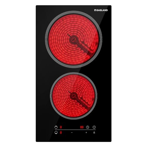 GASLAND 2 Burner Electric Cooktop, 12 Inch Ceramic Cooktop CH30BF 240V, 3000W Built-in Electric Radiant Cooktop with 9 Power Levels, Child Safety Lock, Timer, Sensor Touch