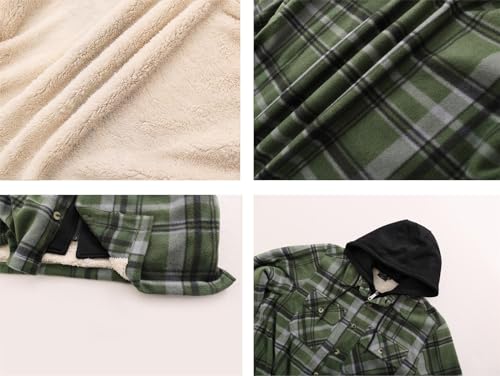 Image of Gary Com Heavy Thick Flannel Plaid Jacket Sherpa Fleece Lined Hoodies for Men Zip Up Winter Warm Coat Zipper Sweatshirt