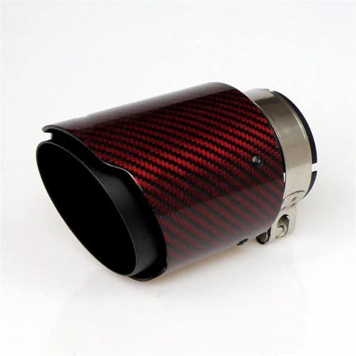 Tubo de escape de coche en fibra de carbono rojo y acero inoxidable para una estética premium