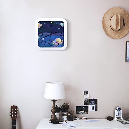 Pendule murale silencieuse planète spatiale moderne design épuré 26cm