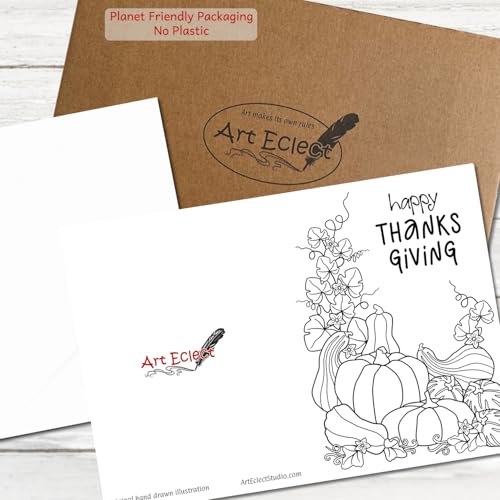 Image of Art Eclect Adult Coloring Cards for Easter, Mother's Day, Father's Day, Halloween and Thanksgiving, 10 cards to color and 10 White Envelopes (HolidayMix 10)