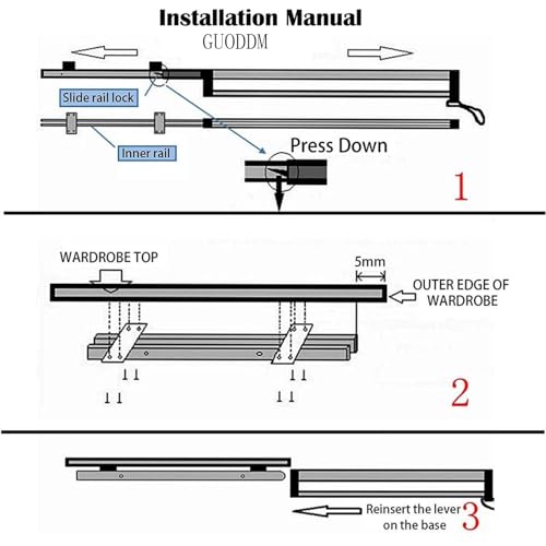 Rail de suspension de vêtements d'extraction extensible LWX pour dressing réglable