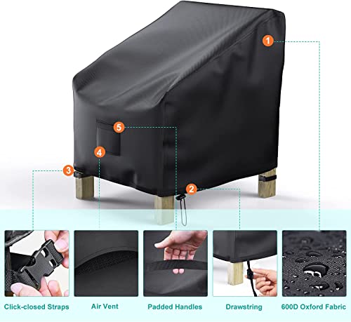 Image of 2 Pack Outdoor Patio Chair Covers Waterproof 32 inchWx37 inchDx36 inchH, Black