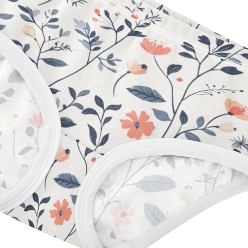 ZZKKO Farmhouse Floral Leaves Girls Underwear Toddler Panties for Girls Comfort Brief Size 2-8T3