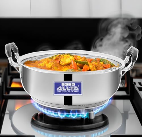 Image of ALLTA Stainless Steel Deep Induction Bottom Kadhai | 28cm | 4.3 litres | Sandwich Bottom| Heavy Guage
