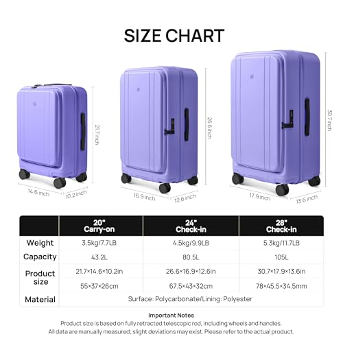 NINETYGO Carry On Luggage 20 Inch
