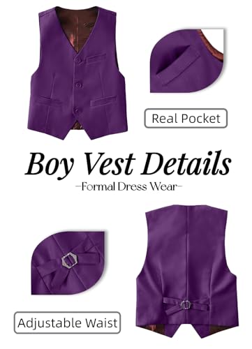 Image of YuanLu Toddler Boys Formal Suits Set,Vest Pants Dress Shirt and Tie for Kids Boy Wedding Ring Bearer Oufit