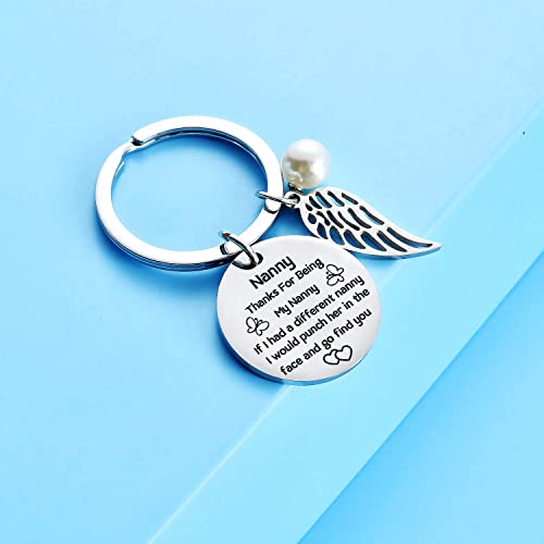 Malyunin Funny Nanny Gift From Grandchildren Funny Grandmother Keychain Jewelry For Nanny If I Had A Different Nanny I Would Punch Her In The Face Keyring thumb #3