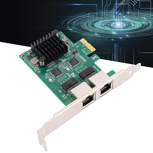 Tarjeta de Red Gigabit de Puerto Dual, 2 x RJ45 Adaptador Ethernet PCIe con Conectores Chapados en Oro y Disipador, para PC de Escritorio con Controlador miniatura 3
