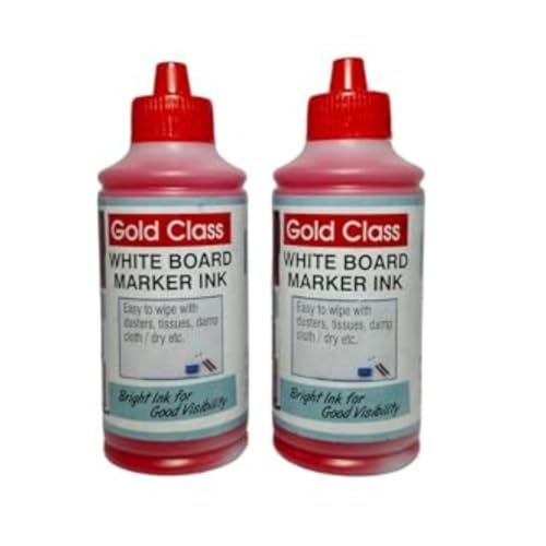 Image of Gold Class White Board Marker Bottled Ink, 100ML | Easily refillable | Bold Round tip | Suitable for Multiple Surfaces | Office Stationery | School Stationery - Pack of 2 (Red)