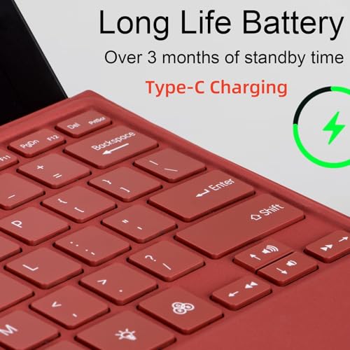 Teclado Bluetooth Surface Pro 3 y 7+ funda tipo cubierta ultra slim con trackpad multitáctil rojo 4