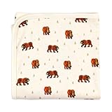 L'ovedbaby Unisex Baby Organic Blanket, Brown Bear