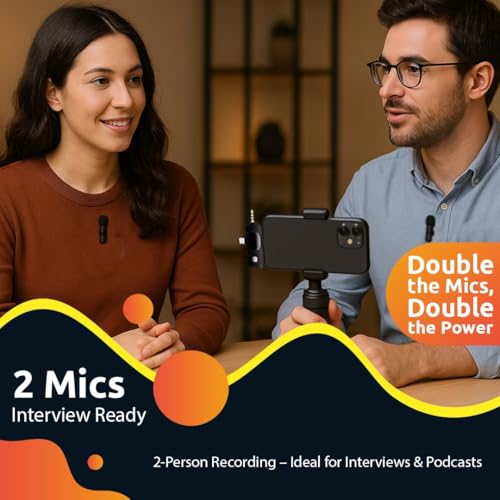 Wireless Lavalier Microphone 2 Pack, Mini Lapel Microphones for All Devices, USB C, Vlog, Podcast & Video Recording, Clip-On External Mic with Receiver & Phone for iPhone & Android. CLOSING SALE!! - Image 6