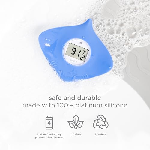 Image of Ubbi Stingray Baby Bath Thermometer for Newborns and Infants, Accurate and Instant High and Low Digital Reads, Floating Silicone Safety Thermometer, Newborn Registry Must Haves, Blue