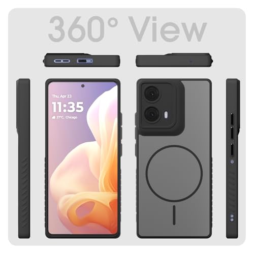 Image of Amazon Basics Back Cover for Motorola Moto Edge 50 Fusion 5G / Motorola Moto G96 5G | Hard Back | Shockproof | Mag-Safe Design (Mag-Safe Not Support) Protective Bumper Case (Black Mag-Safe)