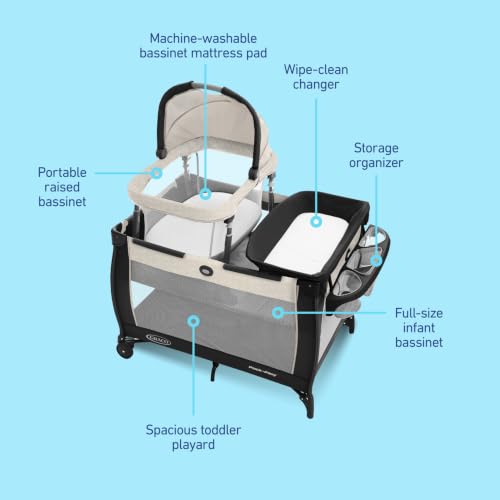 Image of Graco Pack 'n Play Day2Dream Travel Bassinet Playard Features Portable Bassinet Diaper Changer and More (Lo, Lo)