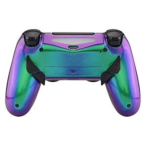 eXtremeRate Dawn Programmierbares Remap Kit für ps4 Controller mit rückseitem Gehäuse Hülle Case&Upgrade-Board&4 Rückseiten Tasten Knöpfe-für ps4 Controller JDM 040/050/055(Grün Lila)