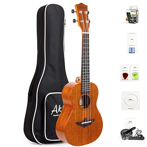 Ukulele for Left-Handed AKLOT Concert 23in Mahogany