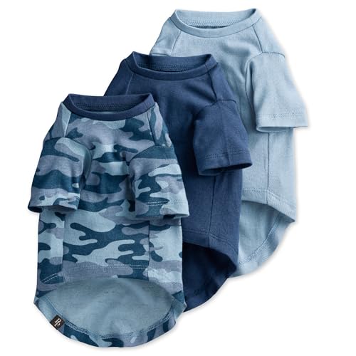 Pet Passion Toby II - The Perfect Tee 3 Pack Short Sleeve Pet T-Shirt 100% Organic Cotton Tees Clothes for Small Medium Large Dogs Navy Camo Small (10-25 lbs)