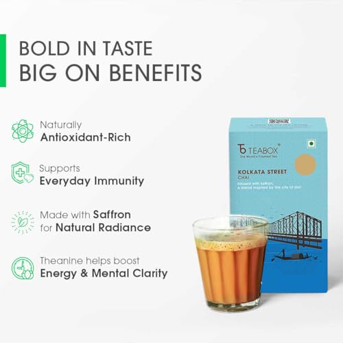 Image of Teabox Kolkata Street Chai | Reminiscent Of The City Of Joy | Rich & Delectable, Blended With Saffron, Cardamom, Nutmeg & Ginger | With Exquisite Aromas Of Saffron | 250 Grams