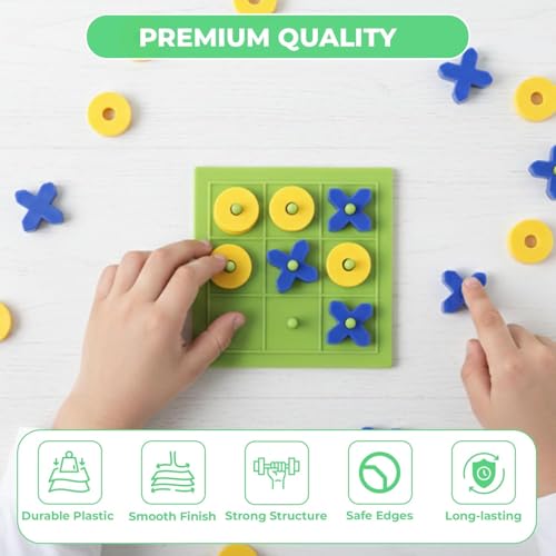Image of Puno OXOX Games - Tic Tac Toe Game - Classic Indoor Games for Kids - Board Games xo xo | Mutlicolor | Pack of 1