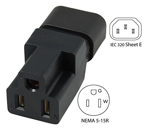 Image of Toptekits Adapter Nema 5-15r to C14, IEC C14 Male to NEMA 5-15R Power Converter Adaptor (Pack of 2)
