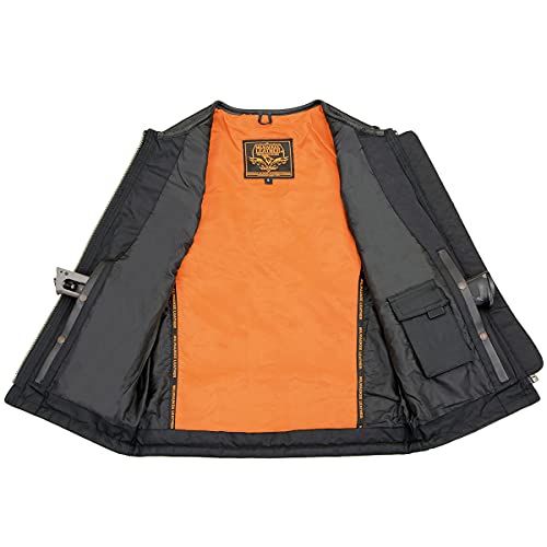 Image of Milwaukee Leather MLM3550 Men's Black Zipper Front Long Length Leather Vest - Large