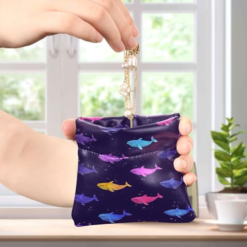 Coin Purse for Women Colorful Whales Coin Pouch Change Holder PU Leather Mini Wallet Portable Coin Bag Money Pocket4