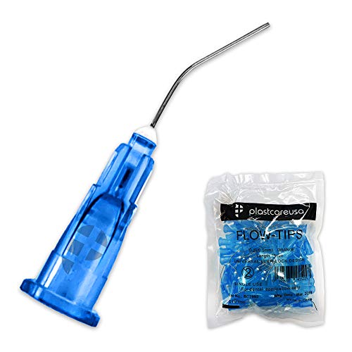 Blue Etch Pre Bent Applicator Needle Tips, 23 Gauge, Bag of 100