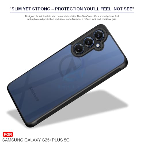 Image of AESTMO Samsung Galaxy S25 Plus 5G Back Cover | 360 Protection | Crystal Clear Hard Back Transparent | Bumper Case for Samsung Galaxy S25 Plus 5G (PC+TPU, Black Bumper)