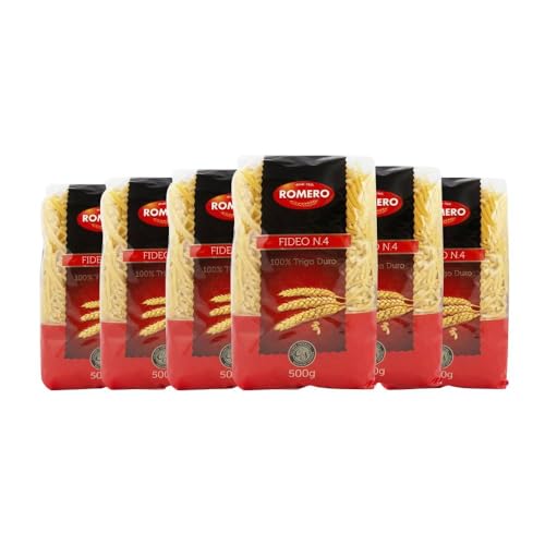 Fideos medianos nº4 Romero 500 g pack de 6 paquetes. Total de 3kg