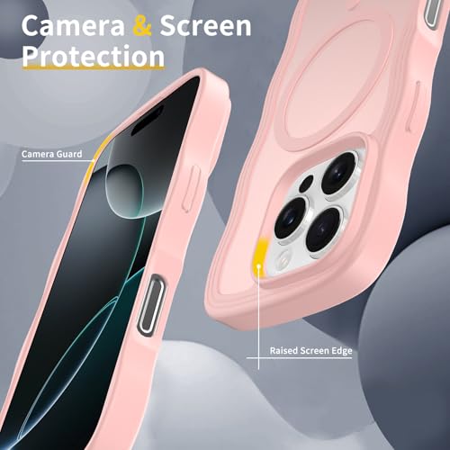 Coque pour iPhone 16 Pro avec cadre ondulé mat rose givré - 6