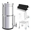 BOKKRALL NSF/ANSI 42&372 Standard Stainless Steel Portable Gravity-Fed Water Filter System 2.25 Gallons Water Filter System with Filter and Sight Glass Spigot at Home and Camping