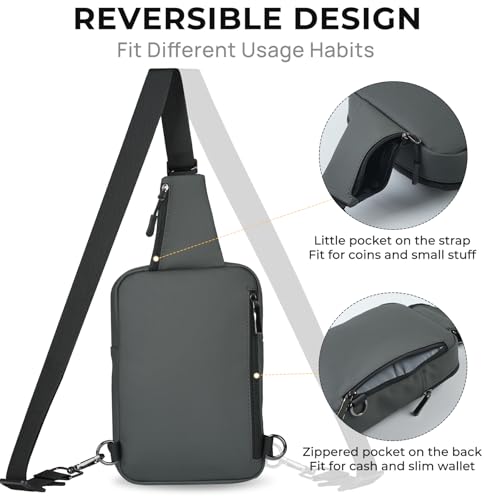 Image of Mini Sling Bag for Women Men, Crossbody Bags Chest Bag Dual Pocket RFID Cell Phone Purse Travel Running Walking