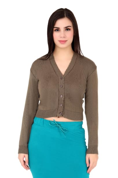 Image of Women Winter Wear V-Neck Full Sleeves Regular Fit Woollen Blouse